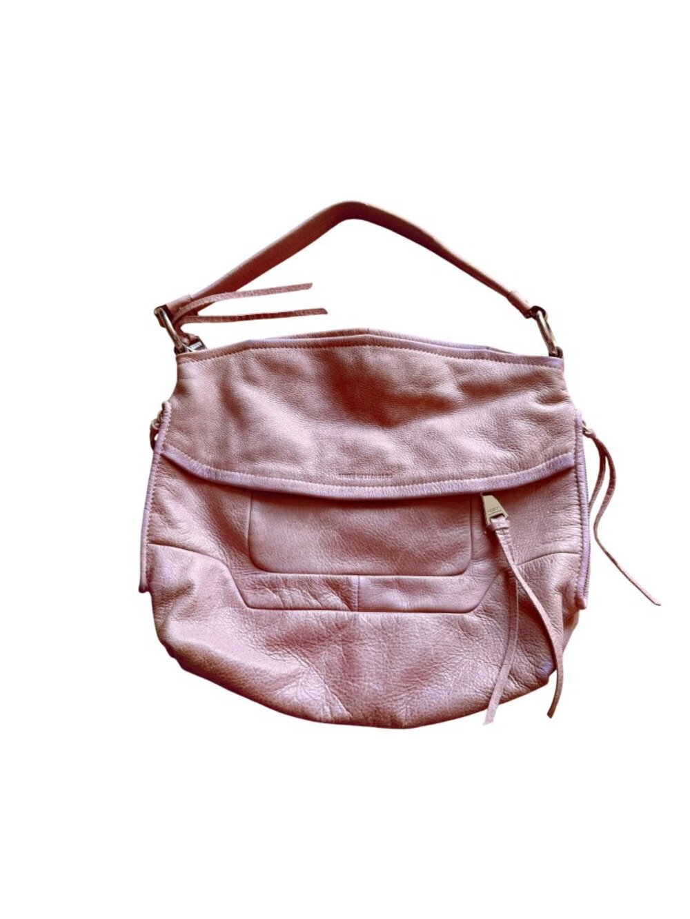 Aimee Kestenberg Women's Hobo Bag Pink Leather Tassel Slouchy Satchel Purse Y2K